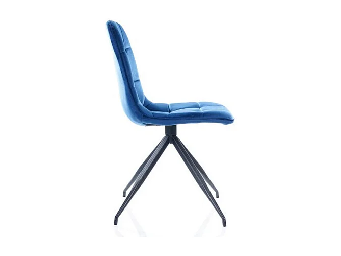 Sedia di design in velluto blu con gambe in Cattleya nero