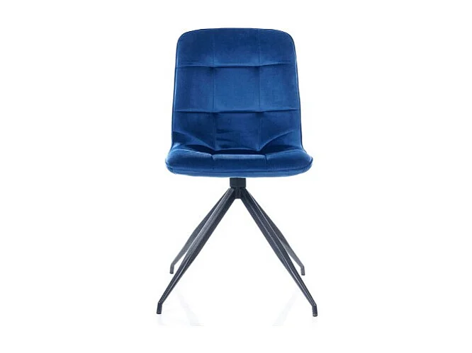 Sedia di design in velluto blu con gambe in Cattleya nero