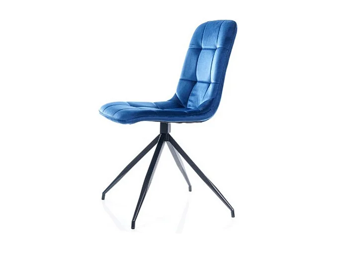 Sedia di design in velluto blu con gambe in Cattleya nero