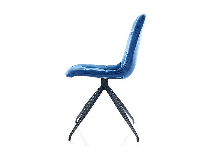 Sedia di design in velluto blu con gambe in Cattleya nero