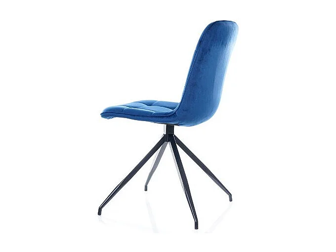 Sedia di design in velluto blu con gambe in Cattleya nero