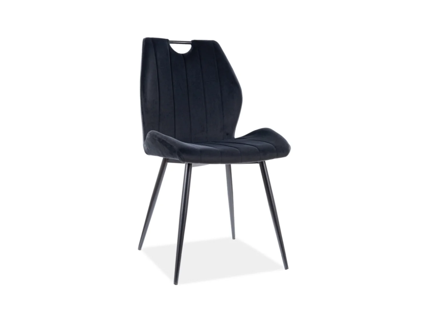Silla de diseño Skal de metal negro y terciopelo