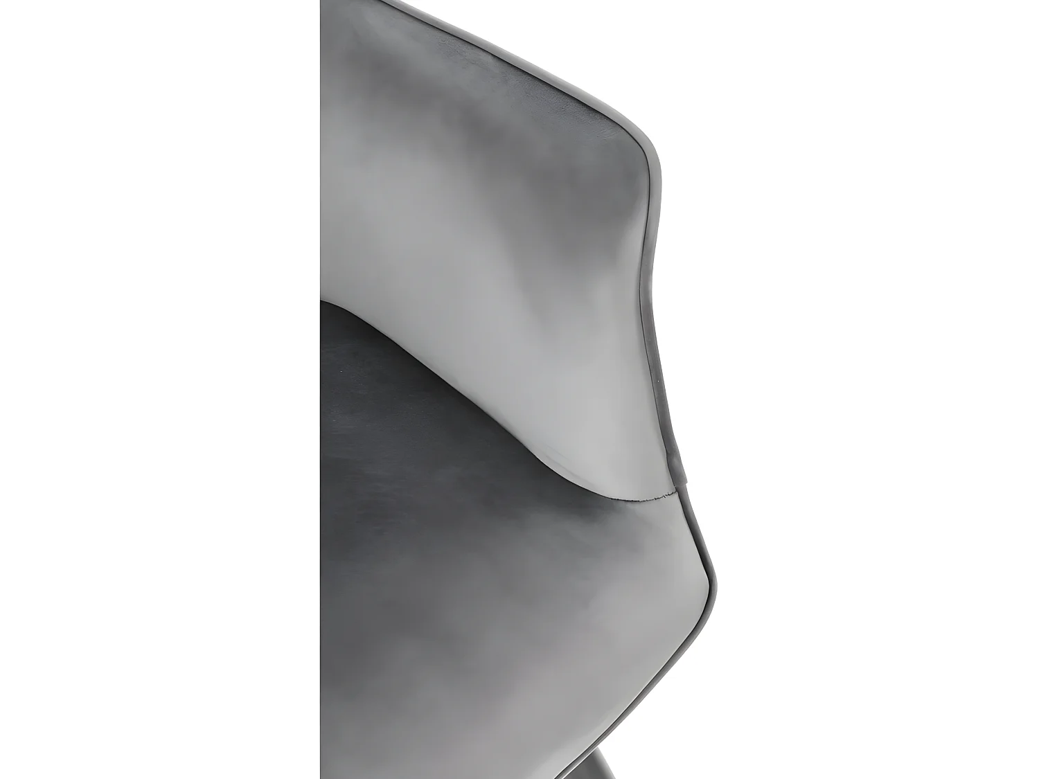 Chaise en velours gris avec accoudoirs et pieds en métal peints en noir WOLF