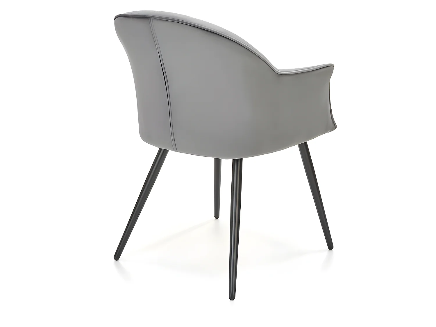 Chaise en velours gris avec accoudoirs et pieds en métal peints en noir WOLF