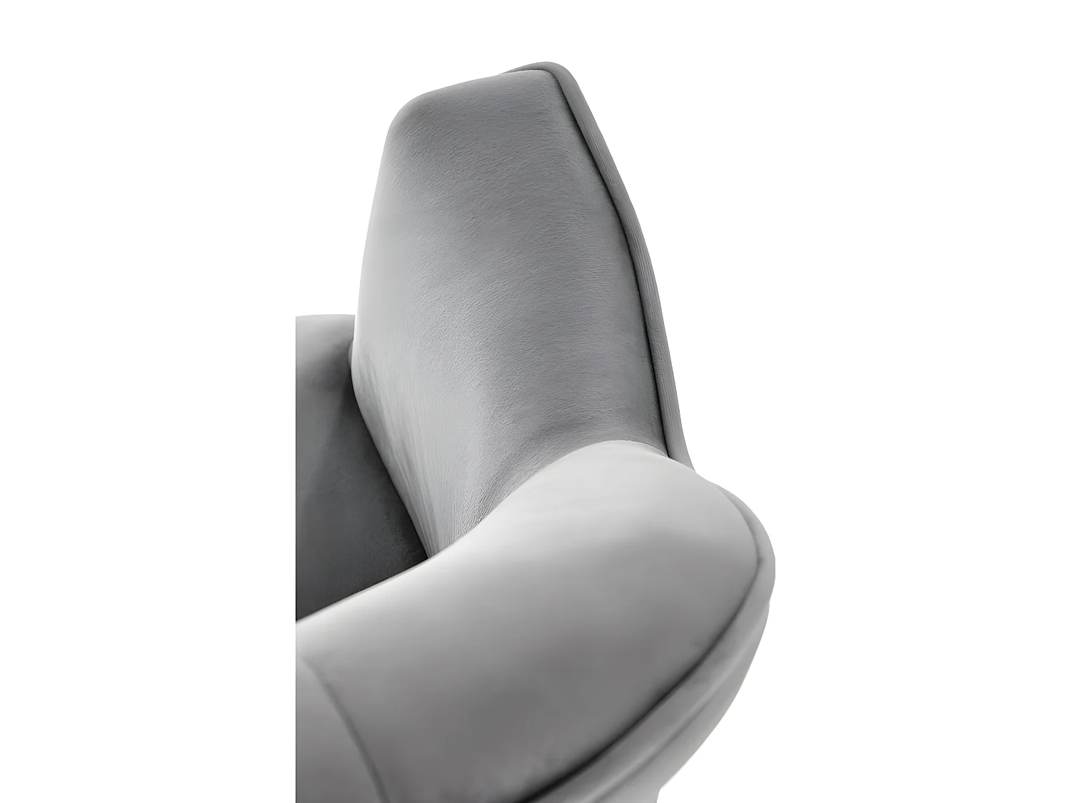 Chaise en velours gris avec accoudoirs et pieds en métal peints en noir WOLF