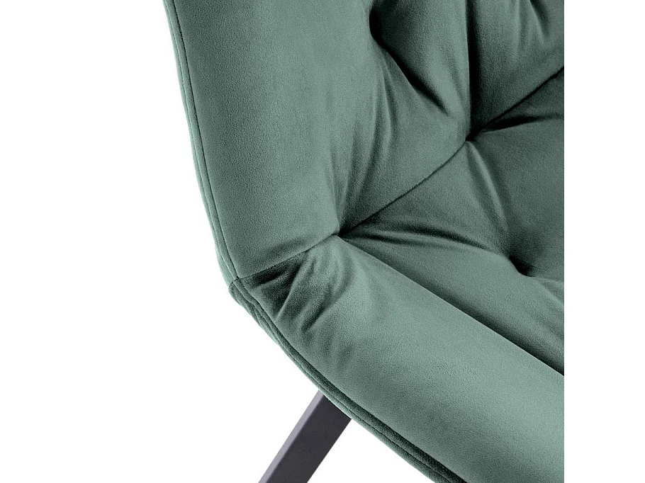 Sedia girevole imbottita in velluto verde Brino