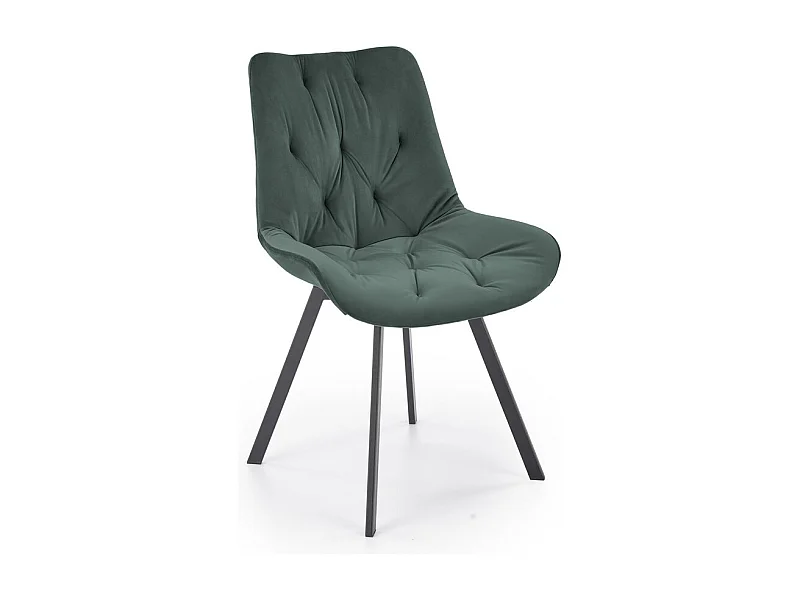 Chaise rotative en velours vert capitonné Brino