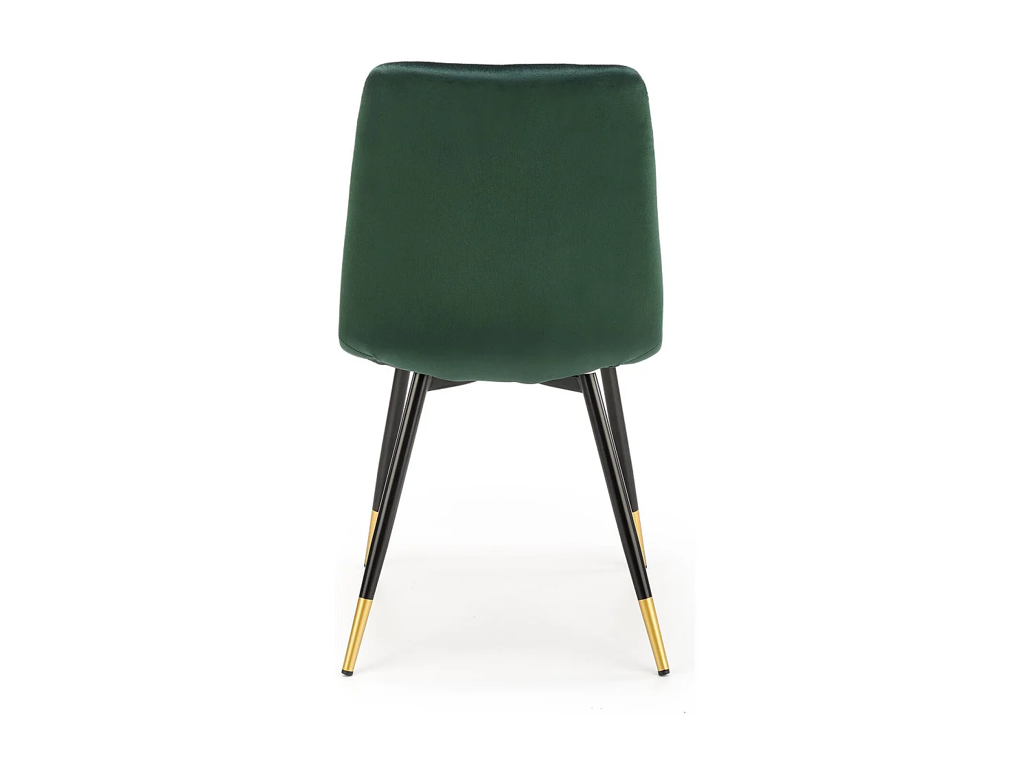 Silla de comedor de terciopelo verde con patas de metal negro y dorado BOCHICA