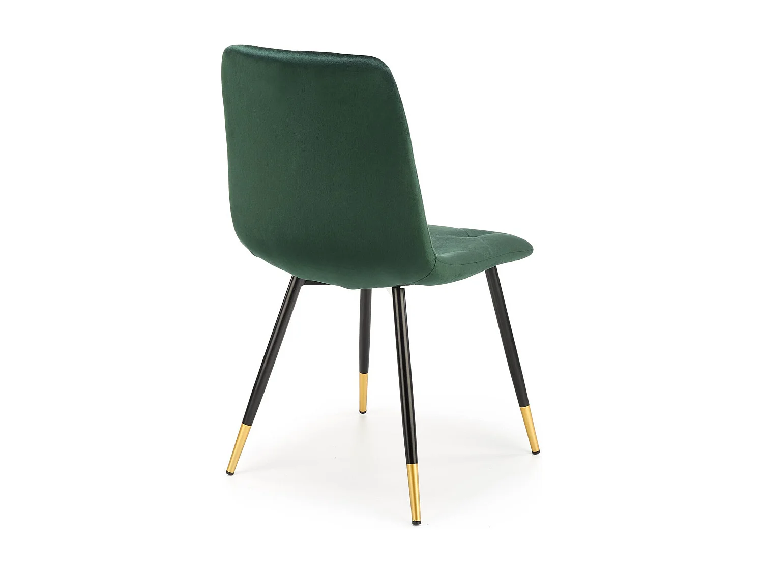Silla de comedor de terciopelo verde con patas de metal negro y dorado BOCHICA