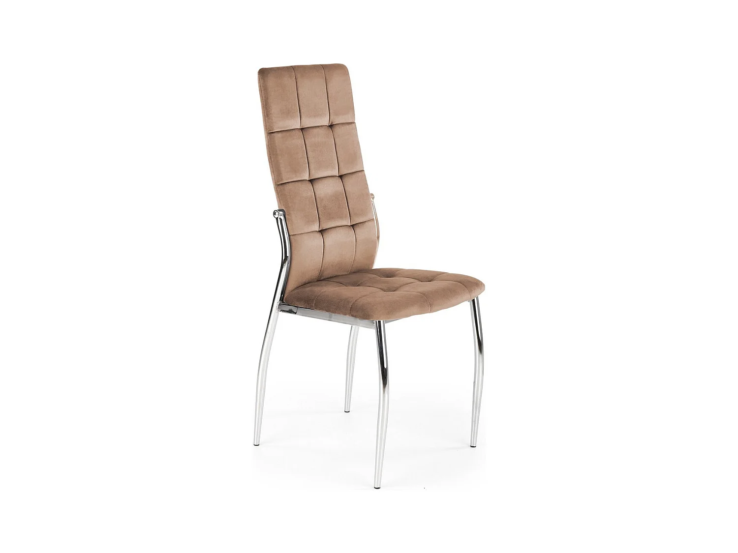 Chaise de salle à manger en velours beige avec pieds en métal Elysium