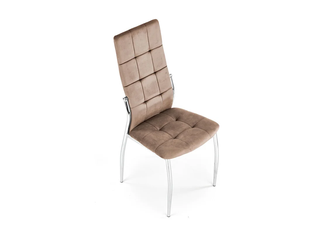 Chaise de salle à manger en velours beige avec pieds en métal Elysium