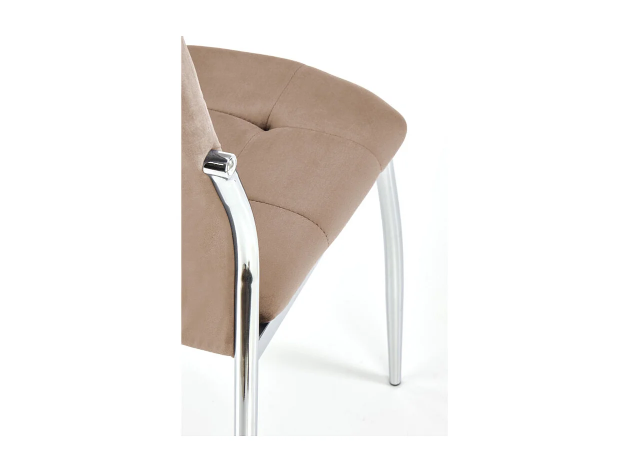 Chaise de salle à manger en velours beige avec pieds en métal Elysium