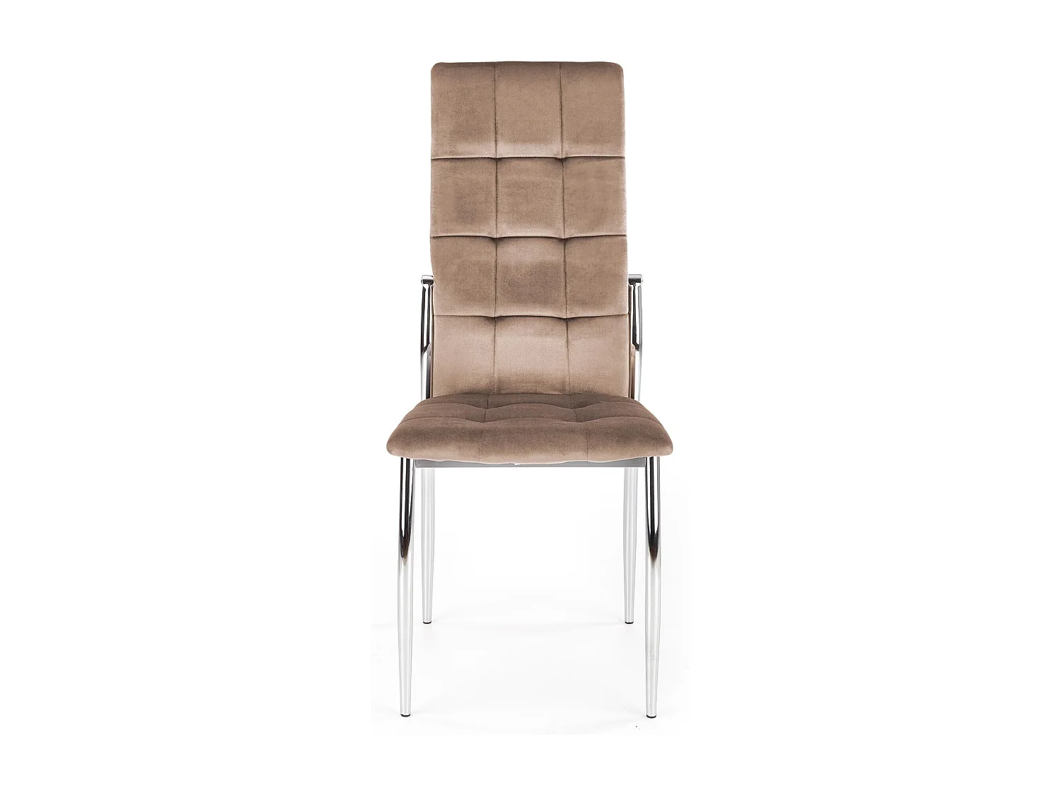 Chaise de salle à manger en velours beige avec pieds en métal Elysium