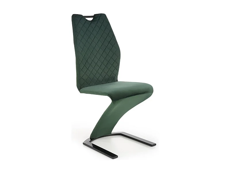 Silla de comedor de diseño en terciopelo verde con base de metal negro VIDAR
