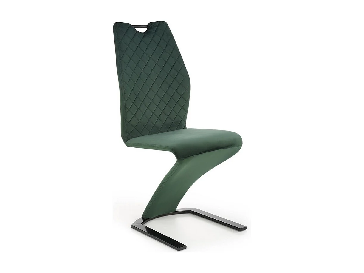 Silla de comedor de diseño en terciopelo verde con base de metal negro VIDAR