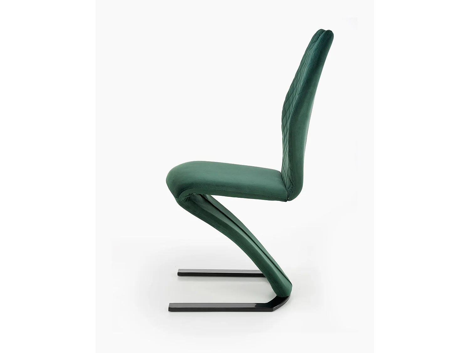 Silla de comedor de diseño en terciopelo verde con base de metal negro VIDAR