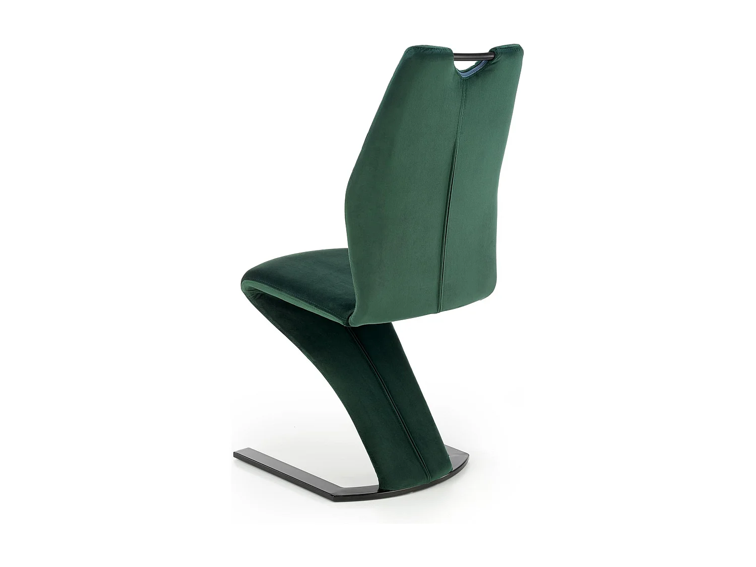 Chaise de salle à manger design en velours vert avec pied en métal noir VIDAR