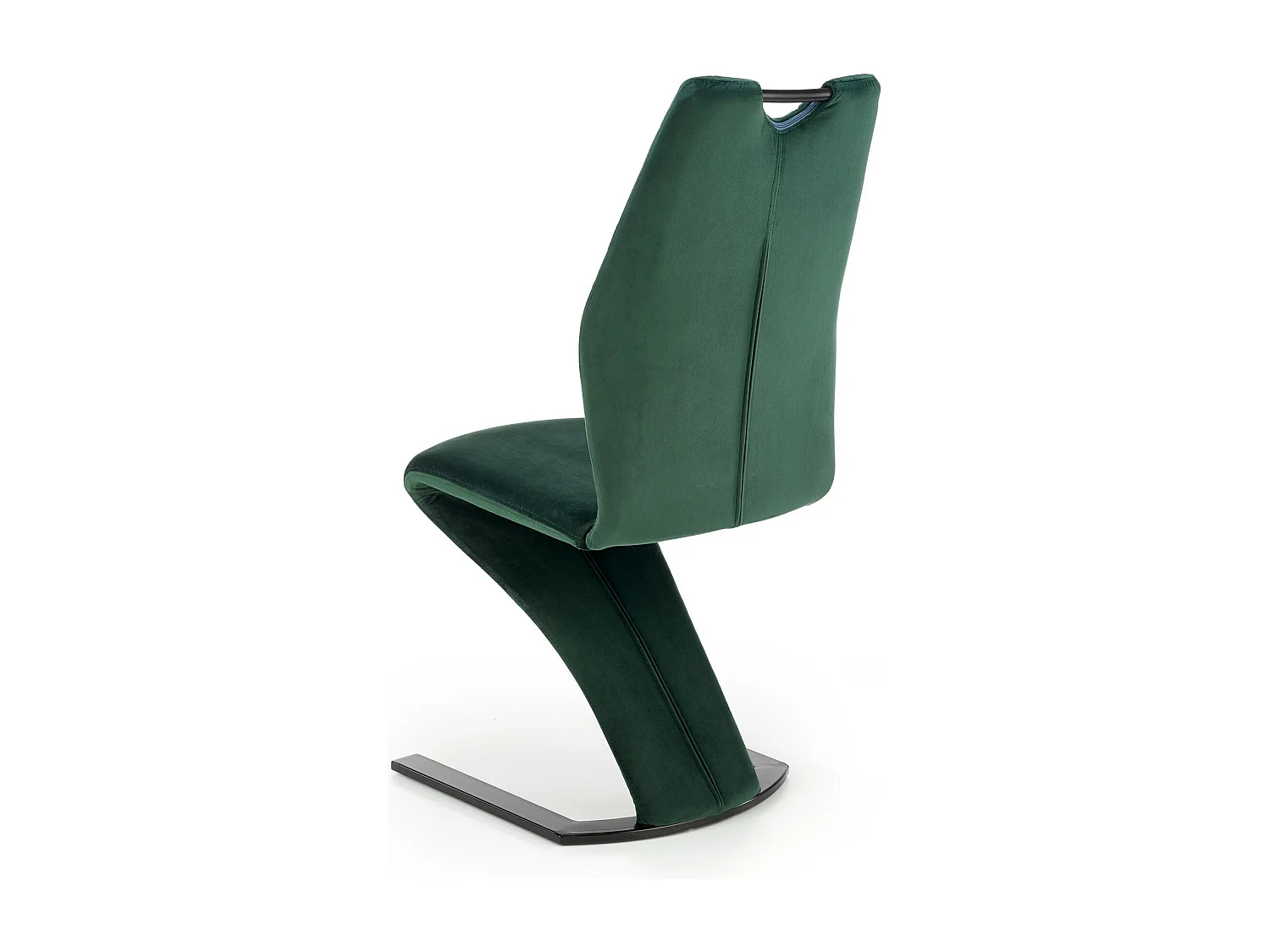 Chaise de salle à manger design en velours vert avec pied en métal noir VIDAR