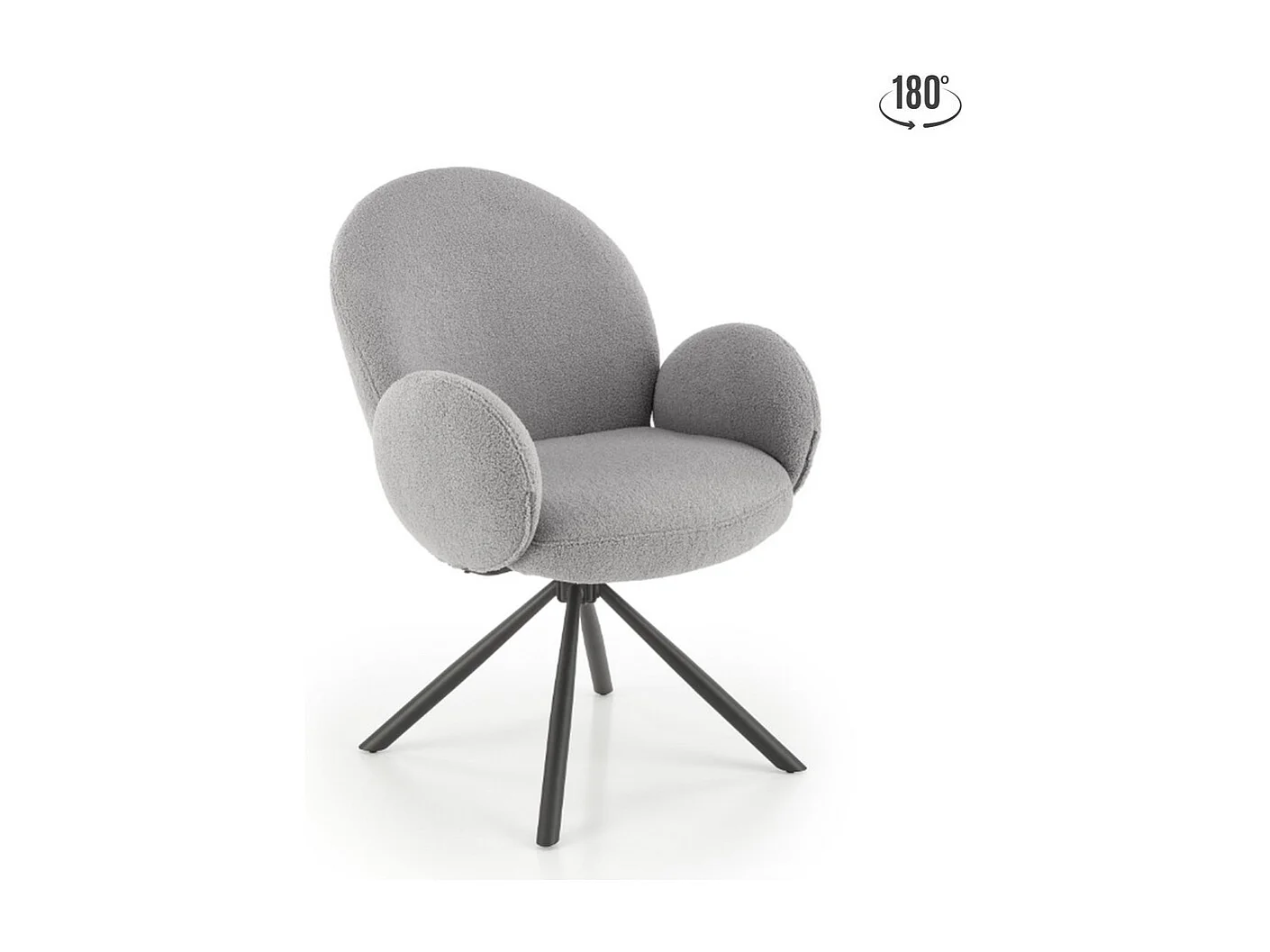 Silla giratoria Stuart de tela gris de diseño boulé con reposabrazos