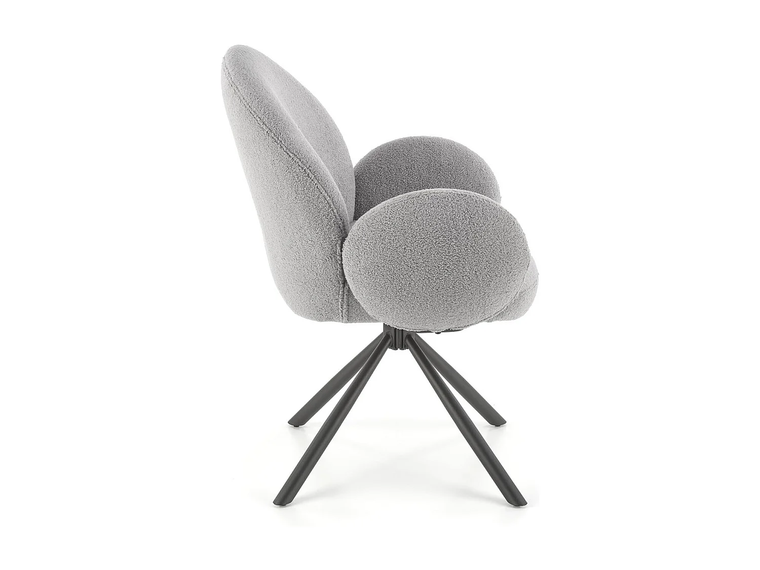 Silla giratoria Stuart de tela gris de diseño boulé con reposabrazos