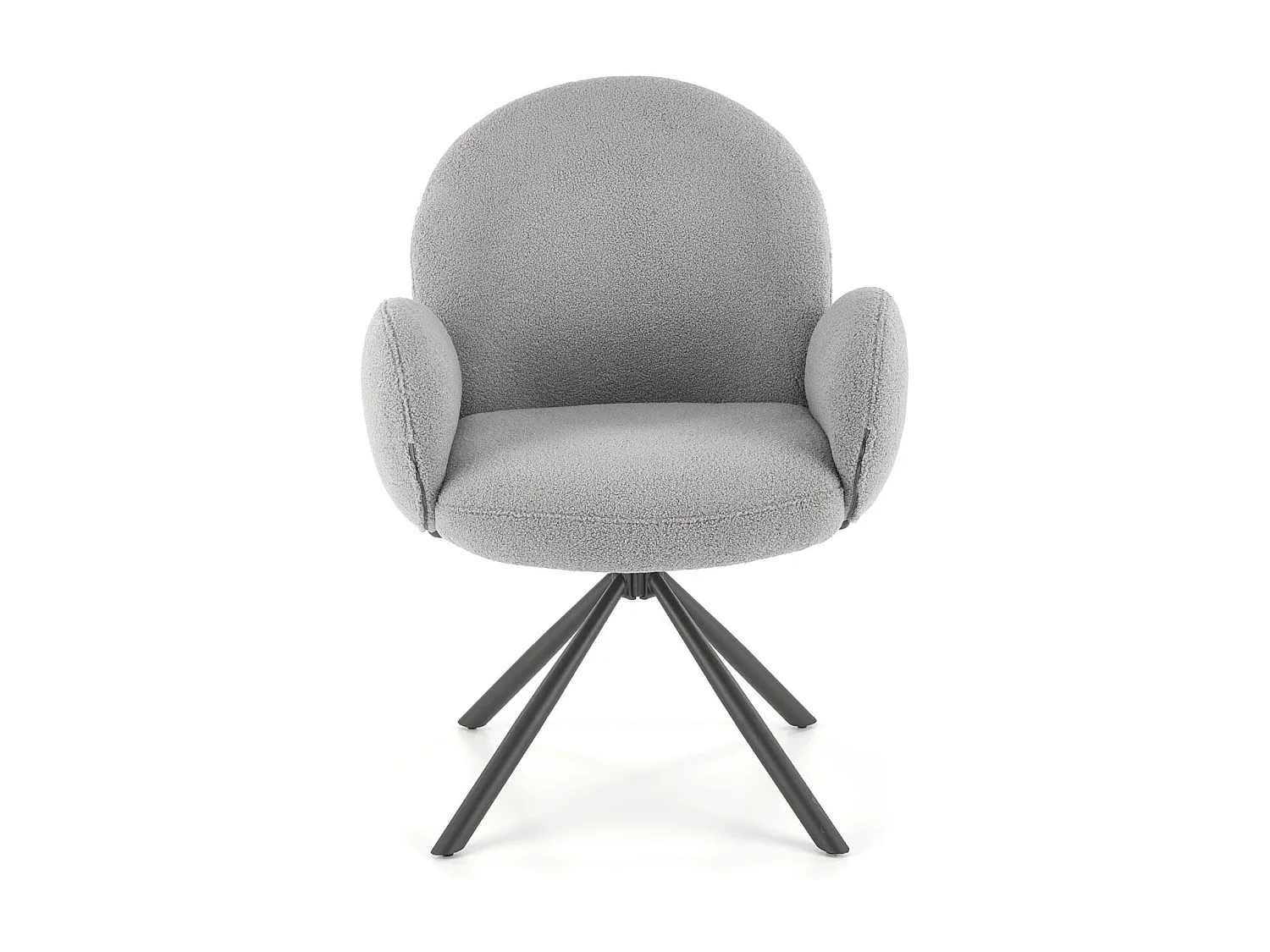 Silla giratoria Stuart de tela gris de diseño boulé con reposabrazos