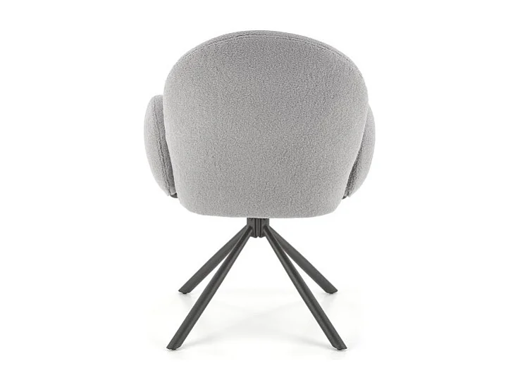 Silla giratoria Stuart de tela gris de diseño boulé con reposabrazos