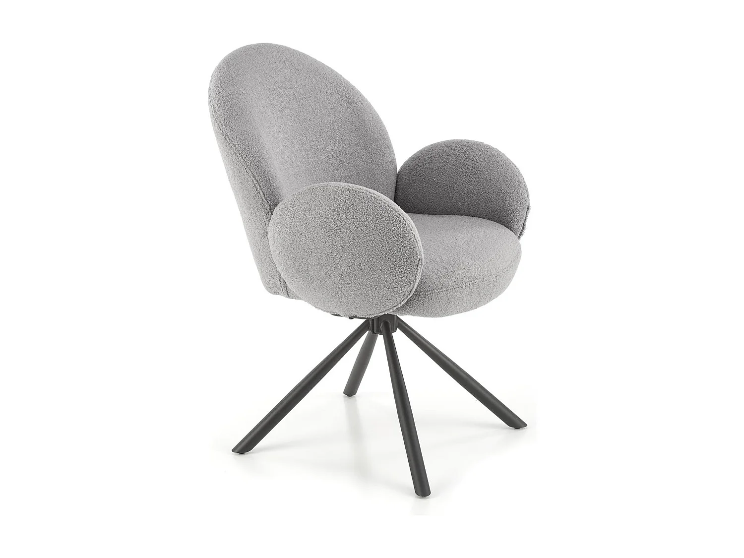 Silla giratoria Stuart de tela gris de diseño boulé con reposabrazos