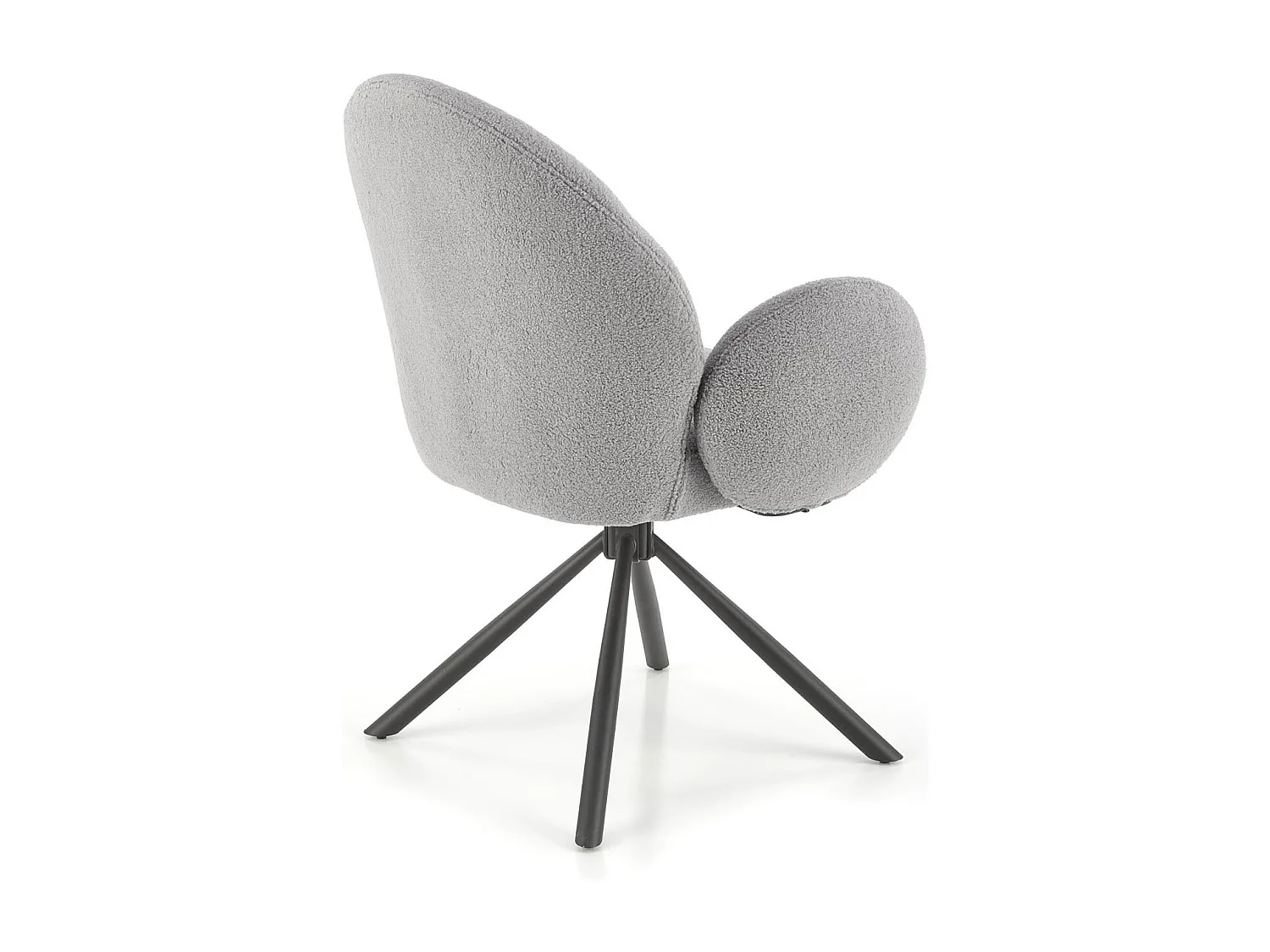 Silla giratoria Stuart de tela gris de diseño boulé con reposabrazos