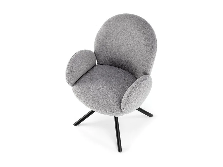 Silla giratoria Stuart de tela gris de diseño boulé con reposabrazos