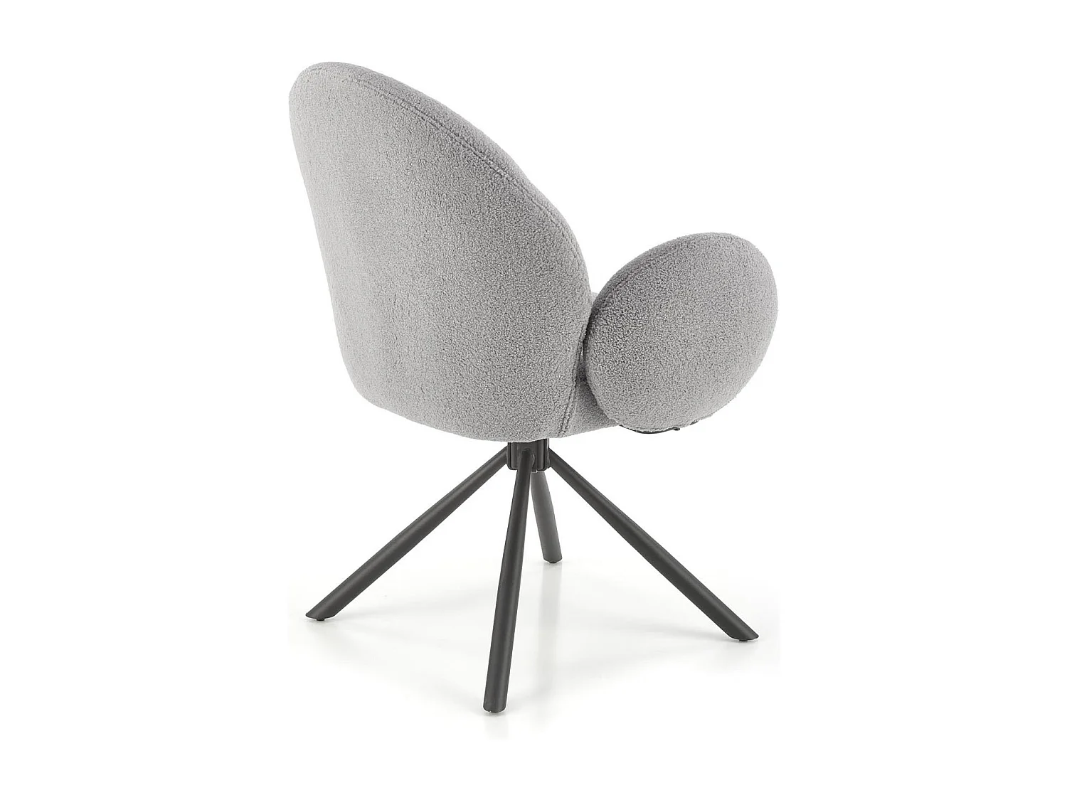 Silla giratoria Stuart de tela gris de diseño boulé con reposabrazos