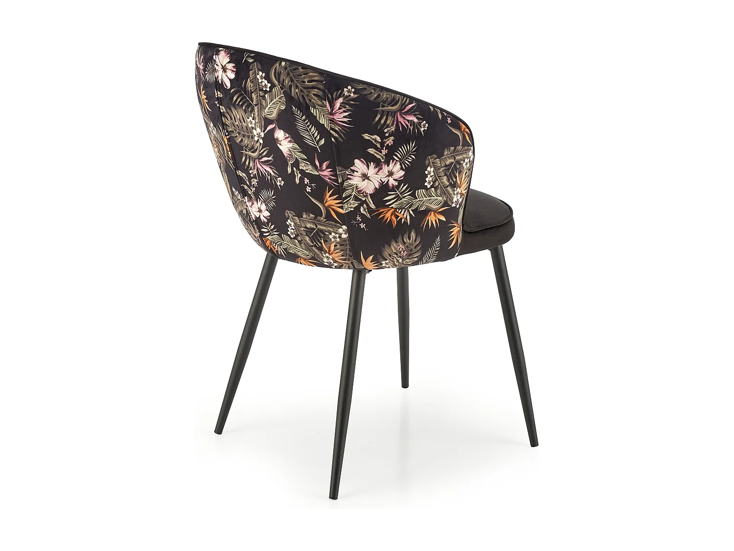 Sedia da pranzo in velluto con schienale con stampa floreale Tropic