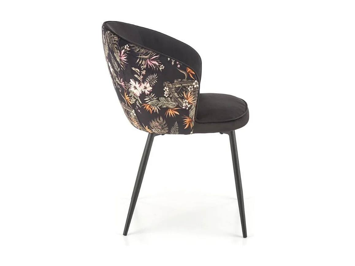 Chaise de salle à manger en velours avec dossier imprimé floral Tropic