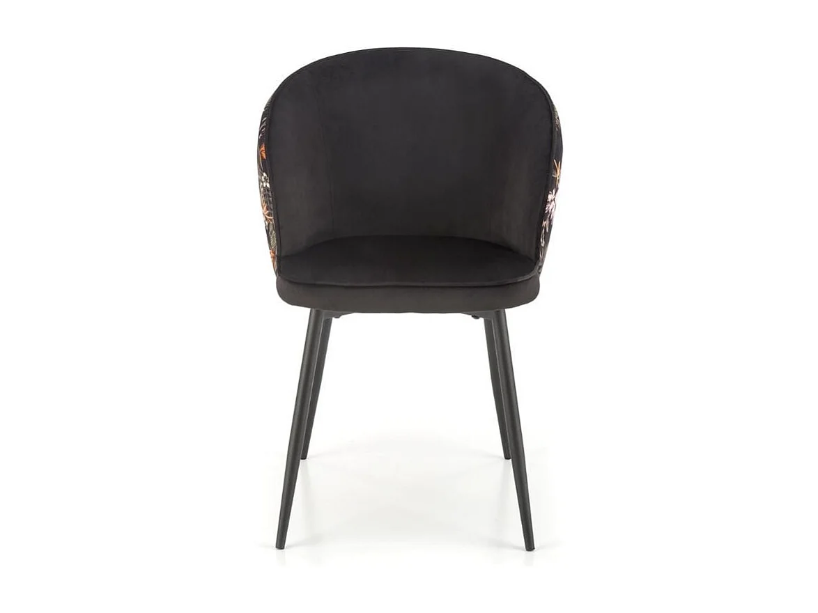 Chaise de salle à manger en velours avec dossier imprimé floral Tropic