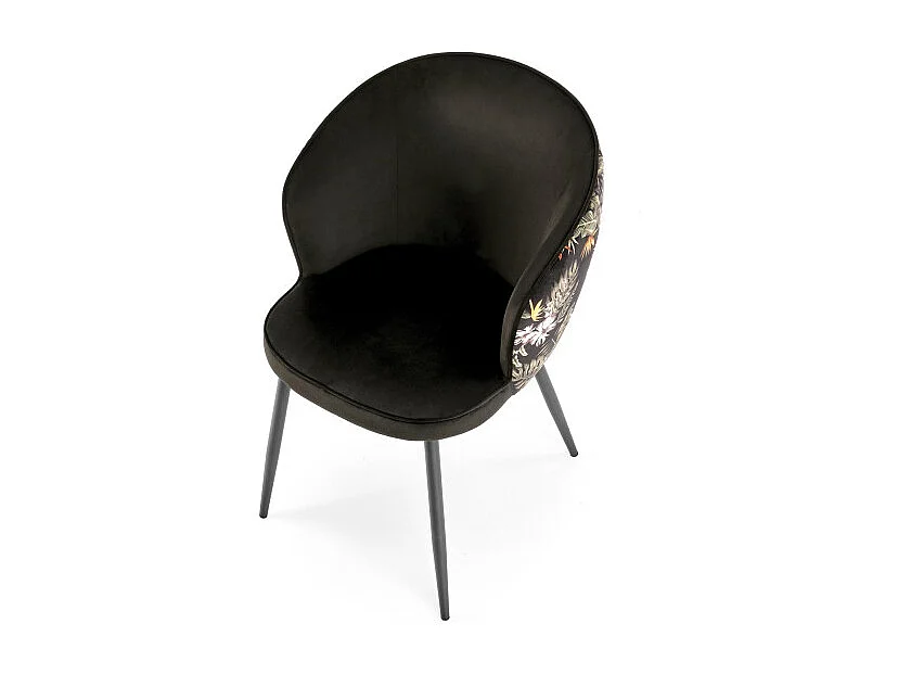 Chaise de salle à manger en velours avec dossier imprimé floral Tropic