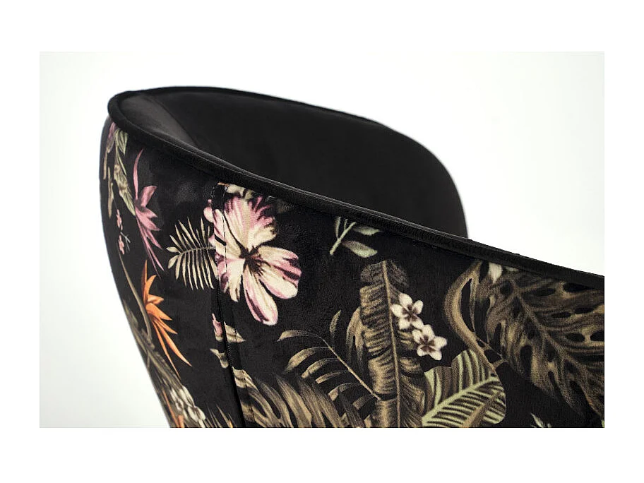 Chaise de salle à manger en velours avec dossier imprimé floral Tropic