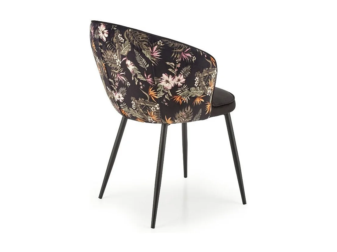 Sedia da pranzo in velluto con schienale con stampa floreale Tropic