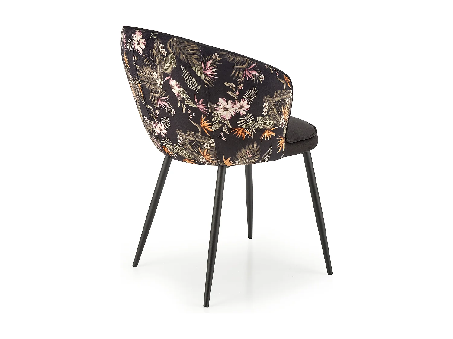 Chaise de salle à manger en velours avec dossier imprimé floral Tropic