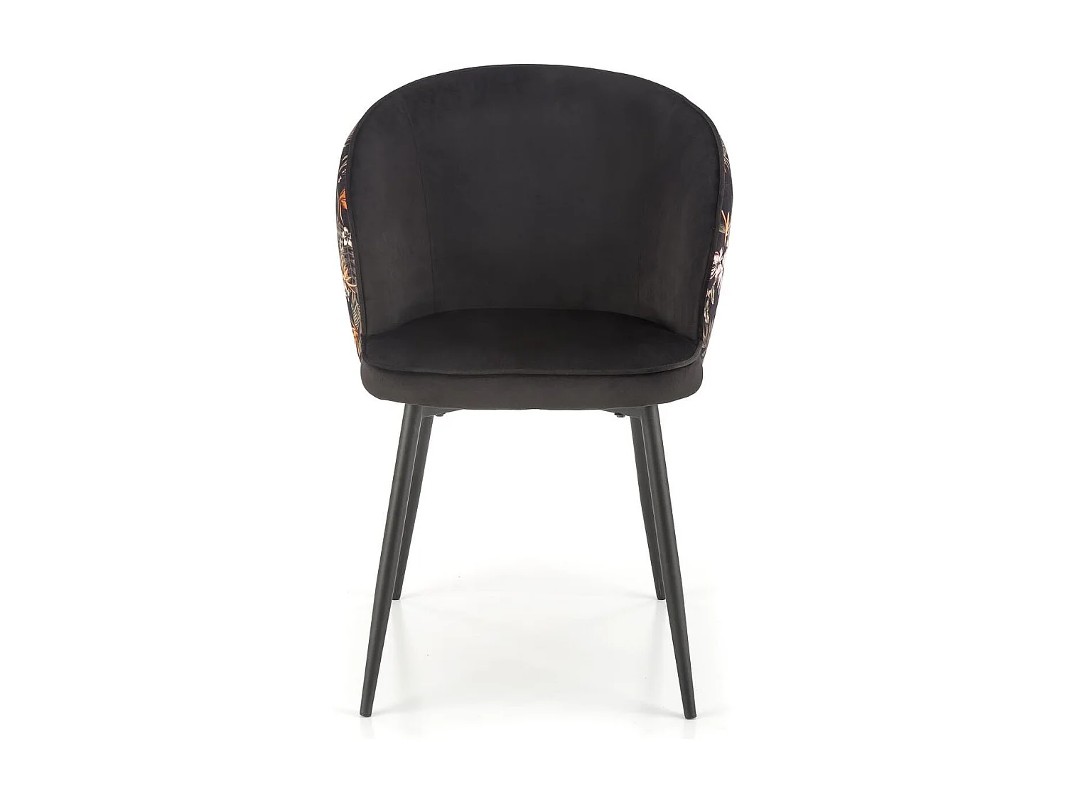 Chaise de salle à manger en velours avec dossier imprimé floral Tropic