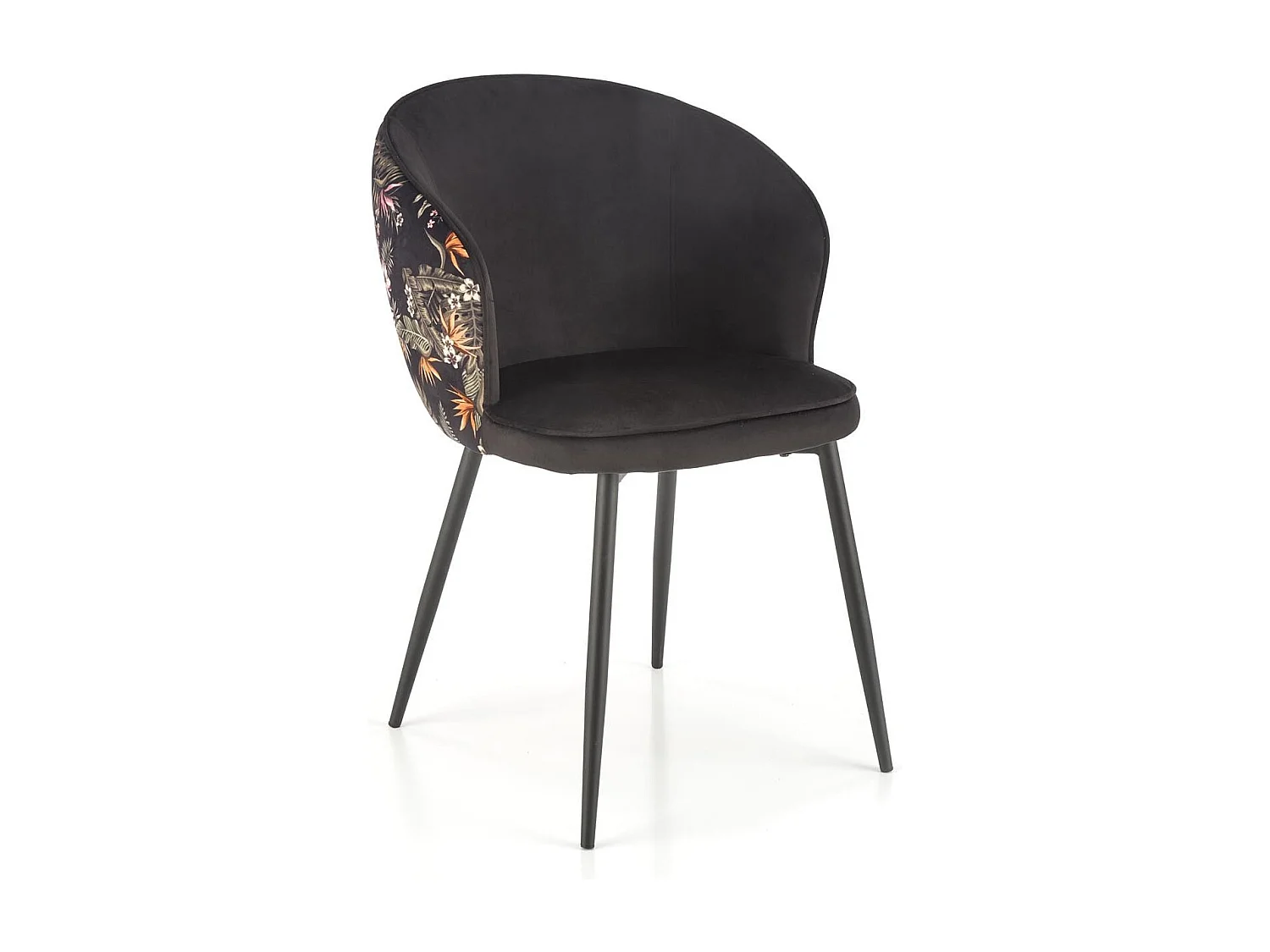 Chaise de salle à manger en velours avec dossier imprimé floral Tropic