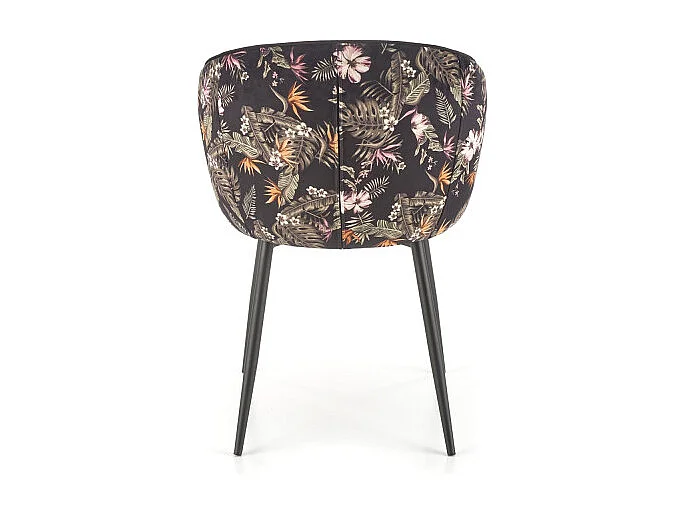 Chaise de salle à manger en velours avec dossier imprimé floral Tropic