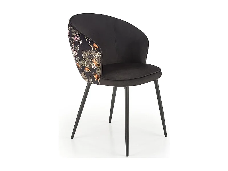 Chaise de salle à manger en velours avec dossier imprimé floral Tropic