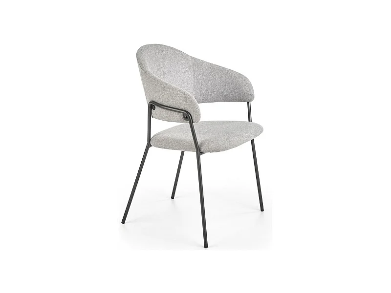 Sedia di design in tessuto grigio chiaro e struttura in acciaio Cardiff nero