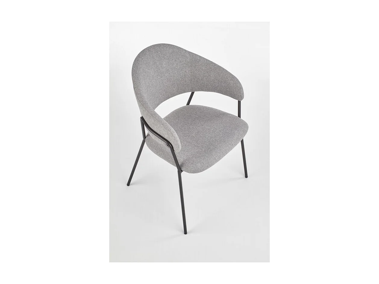 Sedia di design in tessuto grigio chiaro e struttura in acciaio Cardiff nero