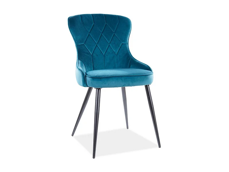 Sedia di design in metallo nero e velluto turchese Tilop