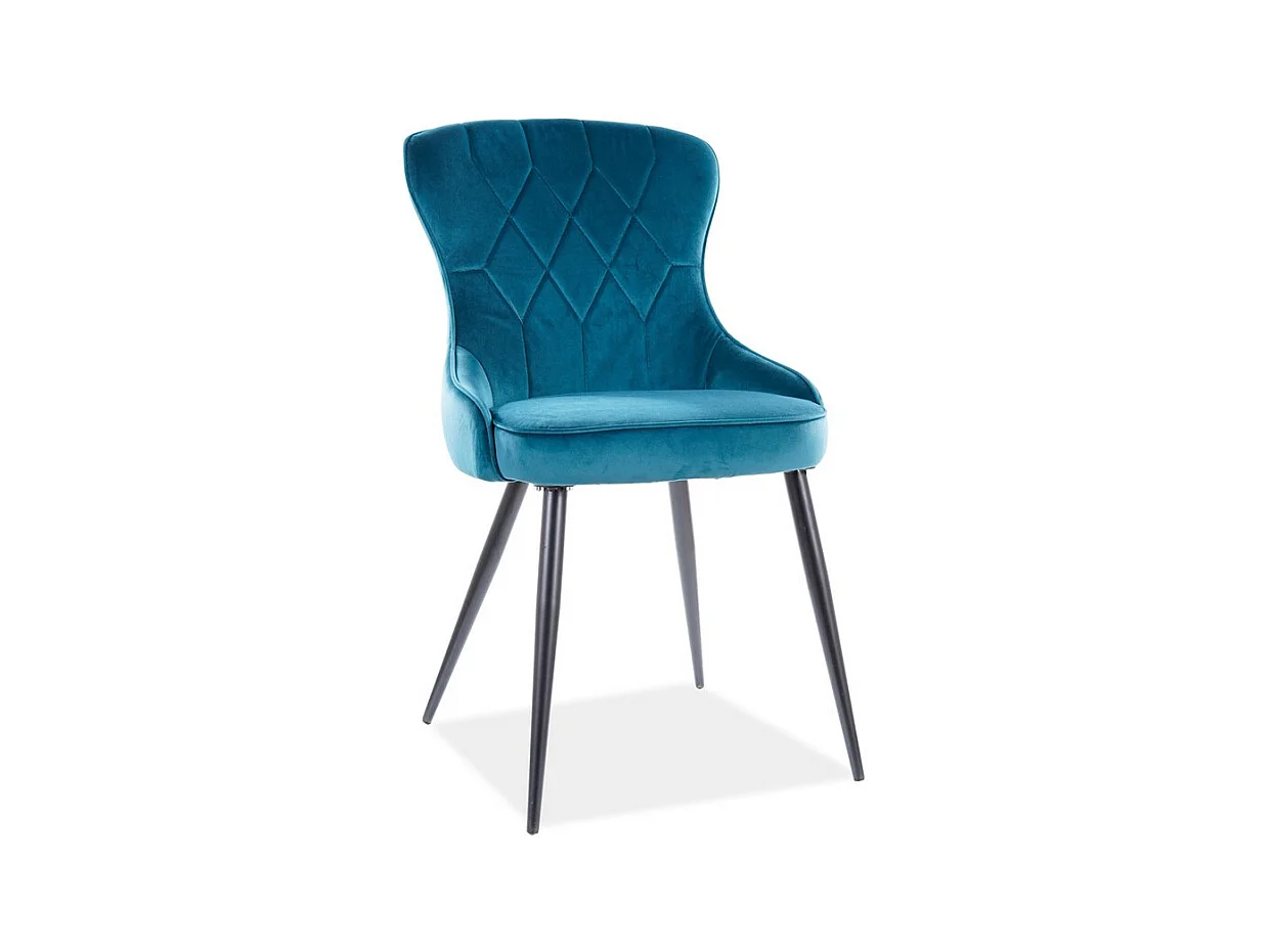 Chaise design métal noir et velours turquoise Tilop