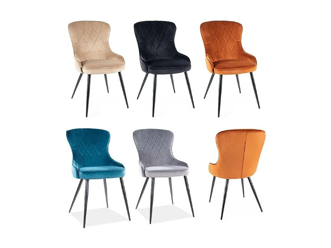 Sedia di design in metallo nero e velluto turchese Tilop