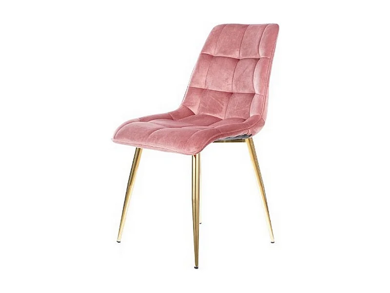 Sedia di design in velluto rosa Harriet con gambe dorate