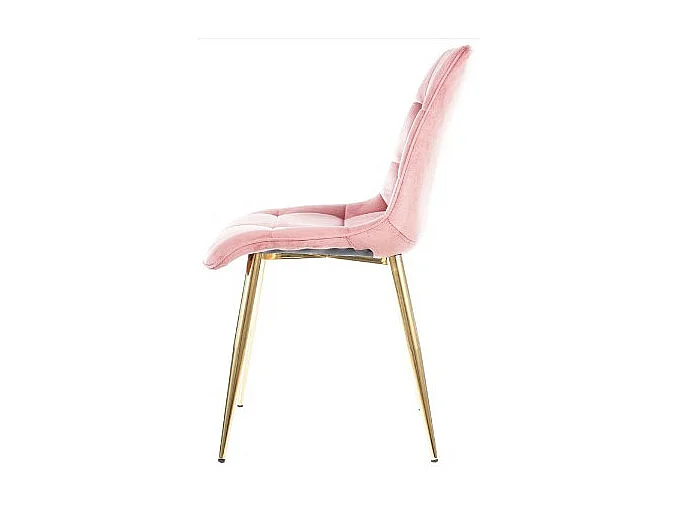 Silla de diseño Harriet de terciopelo rosa con patas doradas