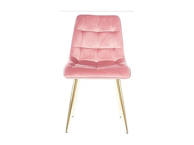 Silla de diseño Harriet de terciopelo rosa con patas doradas