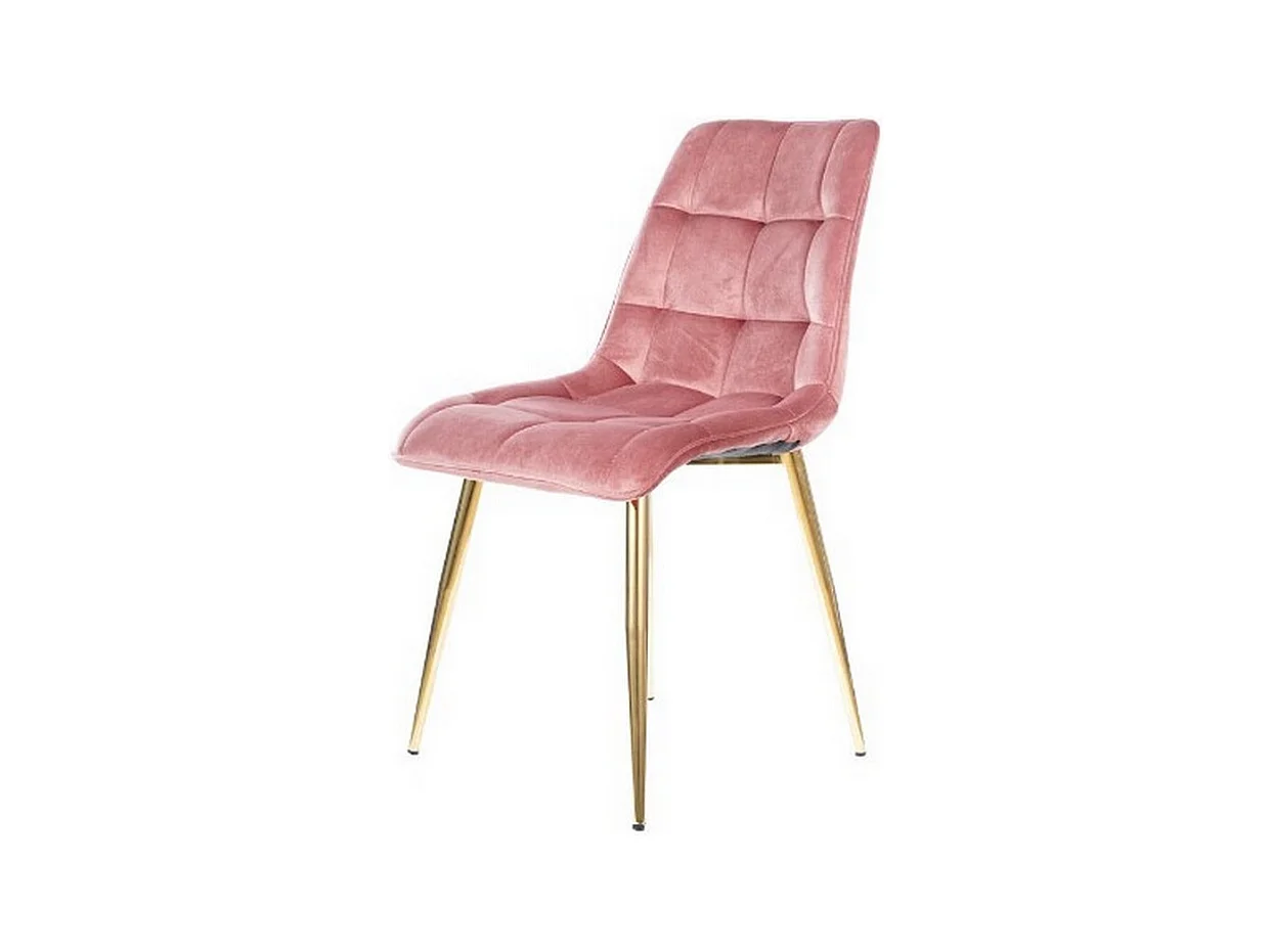 Chaise design velours rose pieds or Harriet